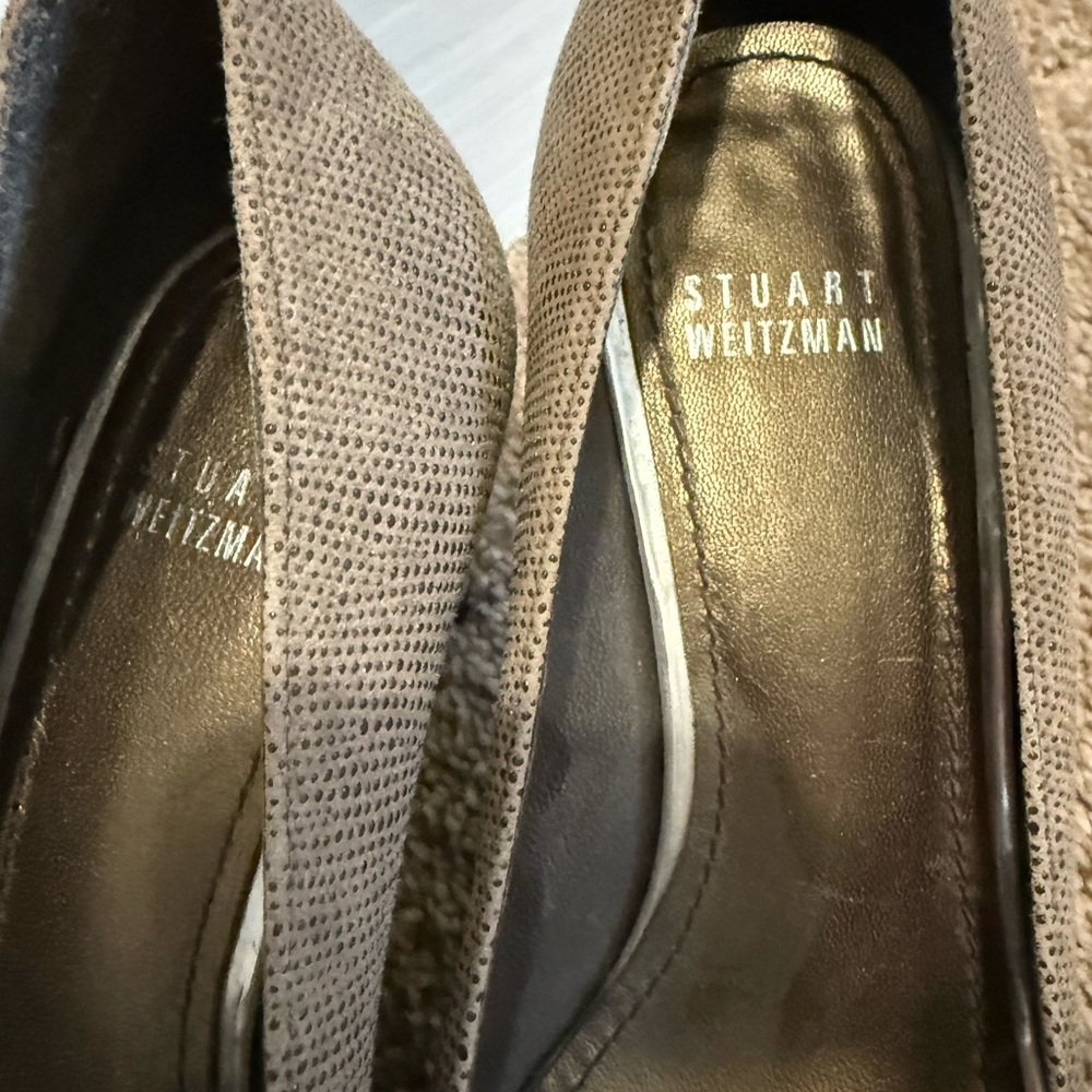Stuart Weitzman Taupe Peep Toe Heels - Picture 5 of 8